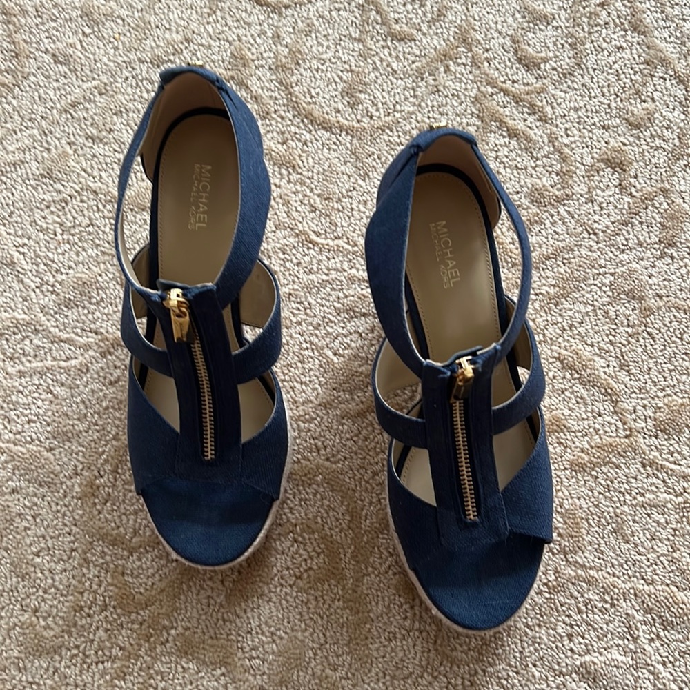 Michael Kors navy zip espadrilles